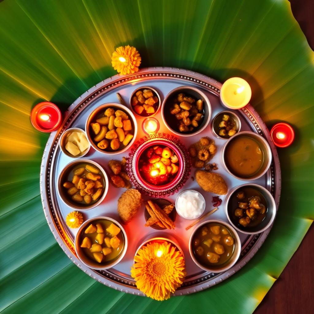 A traditional Indian festival thali with regional foods